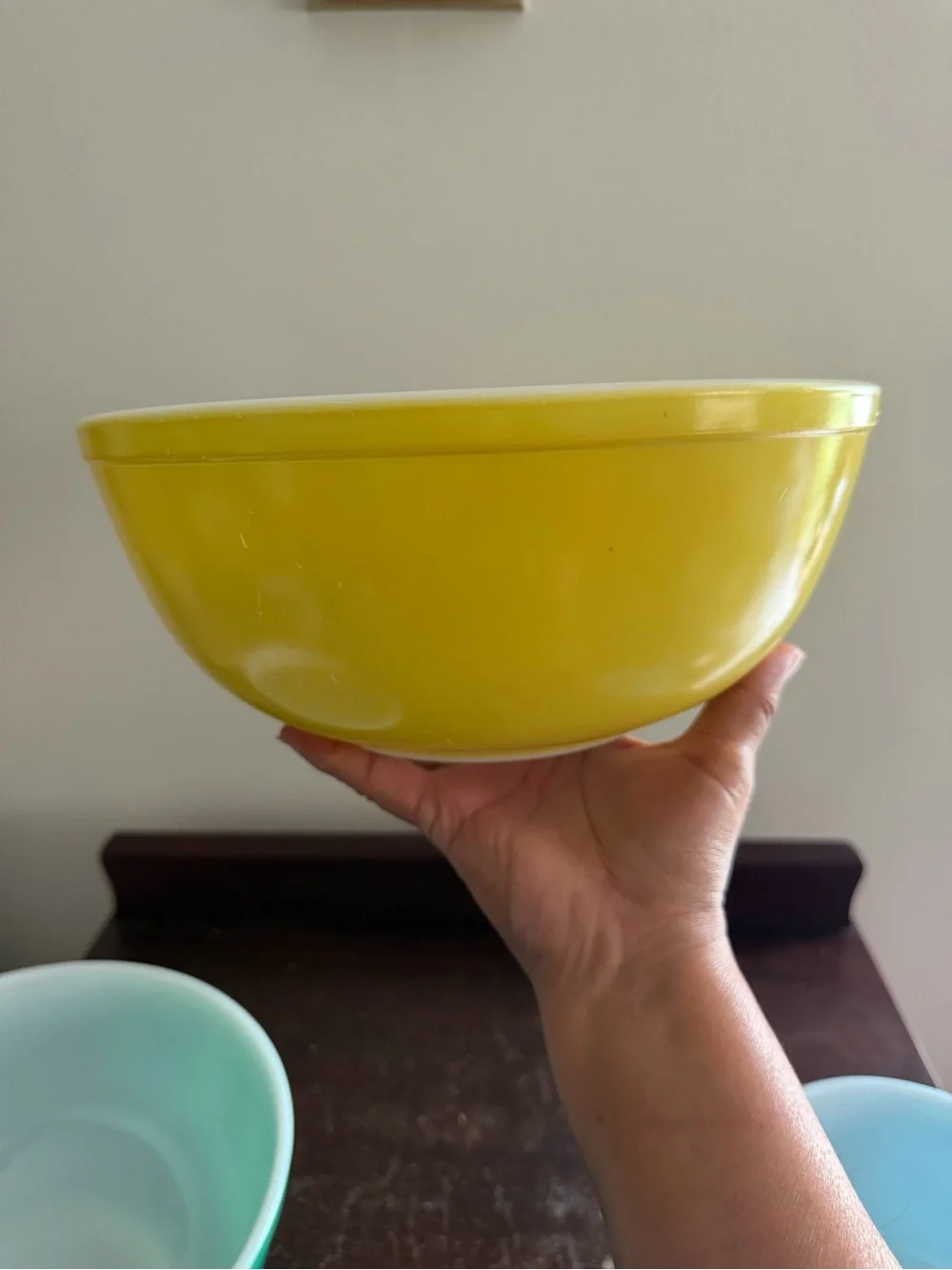 Pyrex Vintage Set Of 3 70’s Mixing Bowl #404 #403 #401 Yellow Green Blue